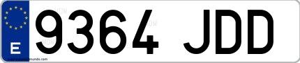 Ejemplo de matrícula española 9364 JDD
