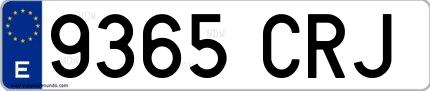 Ejemplo de matrícula española 9365 CRJ