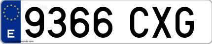 Ejemplo de matrícula española 9366 CXG