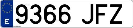 Ejemplo de matrícula española 9366 JFZ