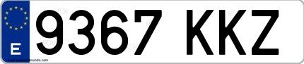 Ejemplo de matrícula española 9367 KKZ