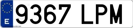 Ejemplo de matrícula española 9367 LPM