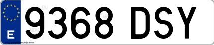 Ejemplo de matrícula española 9368 DSY