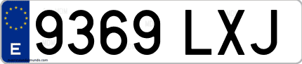 Ejemplo de matrícula de coche ordinaria 9369 LXJ