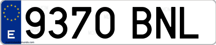 Ejemplo de matrícula de coche ordinaria 9370 BNL
