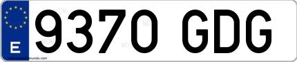 Ejemplo de matrícula española 9370 GDG