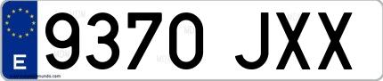 Ejemplo de matrícula española 9370 JXX
