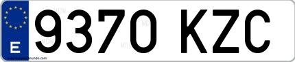 Ejemplo de matrícula española 9370 KZC