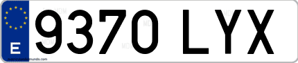 Ejemplo de matrícula de coche ordinaria 9370 LYX