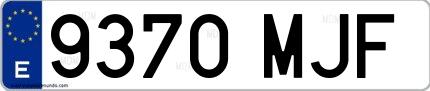Ejemplo de matrícula española 9370 MJF