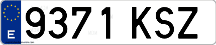 Ejemplo de matrícula de coche ordinaria 9371 KSZ