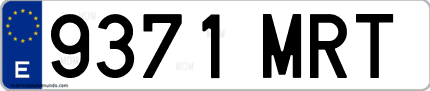Ejemplo de matrícula de coche ordinaria 9371 MRT