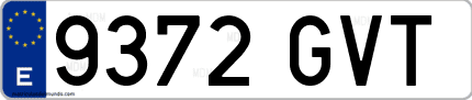Ejemplo de matrícula de coche ordinaria 9372 GVT