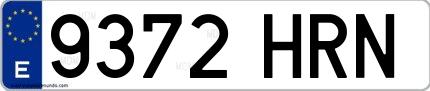 Ejemplo de matrícula española 9372 HRN