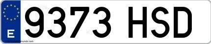 Ejemplo de matrícula española 9373 HSD