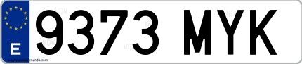 Ejemplo de matrícula española 9373 MYK