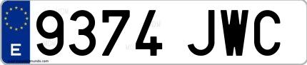 Ejemplo de matrícula española 9374 JWC
