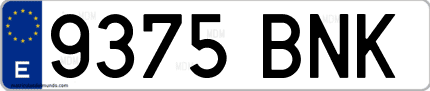 Ejemplo de matrícula de coche ordinaria 9375 BNK