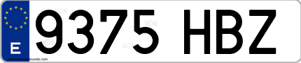 Ejemplo de matrícula de coche ordinaria 9375 HBZ
