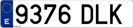 Ejemplo de matrícula española 9376 DLK