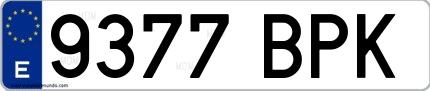 Ejemplo de matrícula española 9377 BPK