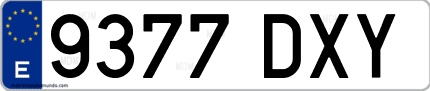 Ejemplo de matrícula de coche ordinaria 9377 DXY