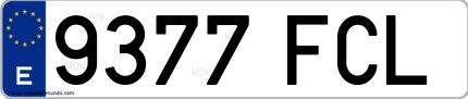 Ejemplo de matrícula española 9377 FCL