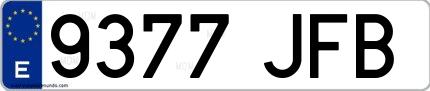 Ejemplo de matrícula española 9377 JFB