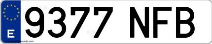 Ejemplo de matrícula española 9377 NFB