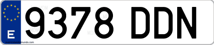 Ejemplo de matrícula de coche ordinaria 9378 DDN