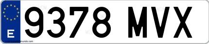 Ejemplo de matrícula española 9378 MVX