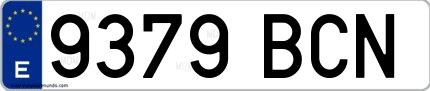 Ejemplo de matrícula española 9379 BCN
