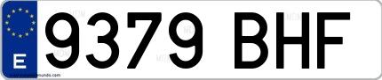 Ejemplo de matrícula española 9379 BHF