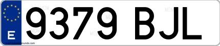 Ejemplo de matrícula española 9379 BJL