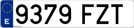 Ejemplo de matrícula de coche ordinaria 9379 FZT