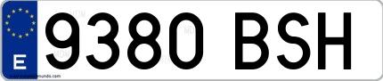 Ejemplo de matrícula española 9380 BSH