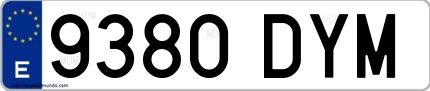 Ejemplo de matrícula española 9380 DYM