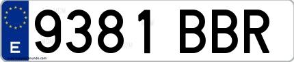 Ejemplo de matrícula española 9381 BBR