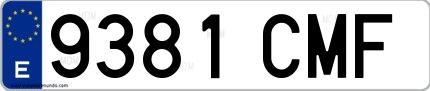 Ejemplo de matrícula española 9381 CMF