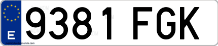 Ejemplo de matrícula de coche ordinaria 9381 FGK