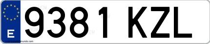 Ejemplo de matrícula española 9381 KZL