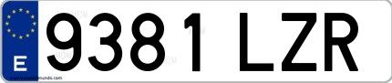 Ejemplo de matrícula española 9381 LZR