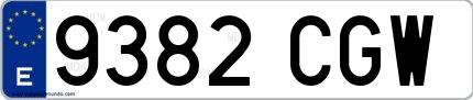 Ejemplo de matrícula española 9382 CGW