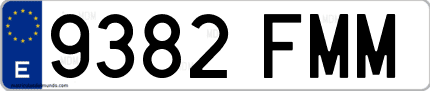 Ejemplo de matrícula de coche ordinaria 9382 FMM