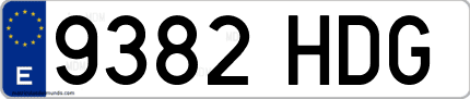Ejemplo de matrícula de coche ordinaria 9382 HDG