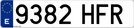 Ejemplo de matrícula de coche ordinaria 9382 HFR