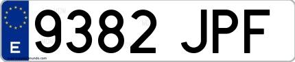 Ejemplo de matrícula española 9382 JPF