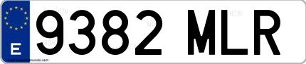 Ejemplo de matrícula española 9382 MLR