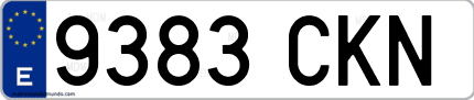 Ejemplo de matrícula de coche ordinaria 9383 CKN