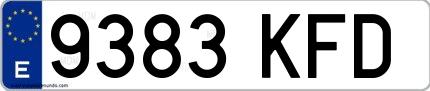 Ejemplo de matrícula española 9383 KFD